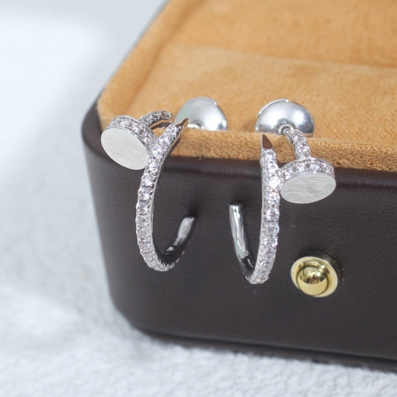 CARTIER JUSTE EARRINGS 12.75MM SILVER DIAMOND