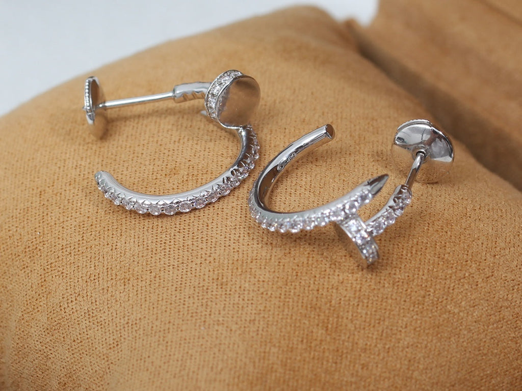 CARTIER JUSTE EARRINGS 12.75MM SILVER DIAMOND