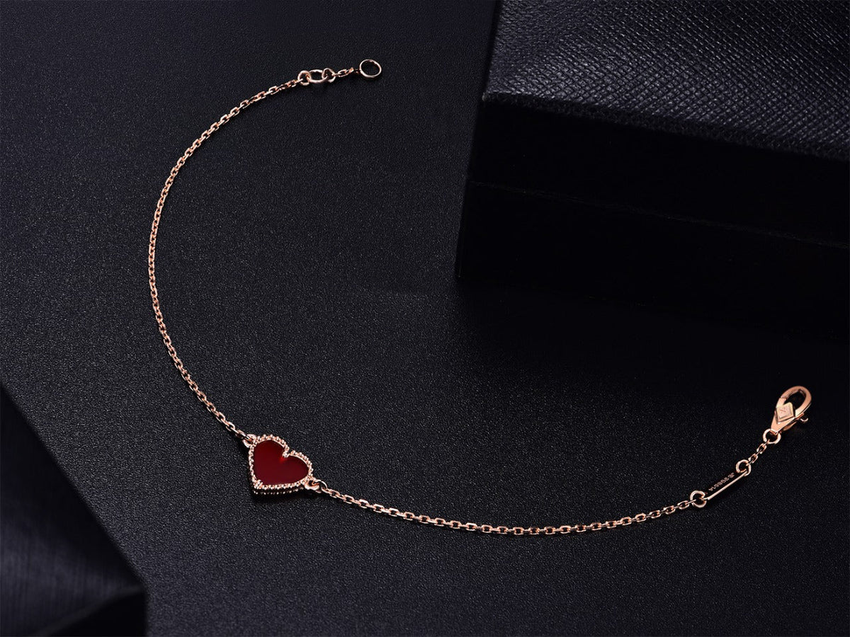 Van Cleef & Arpels HEART CARNELIAN PINK GOLD BRACELET