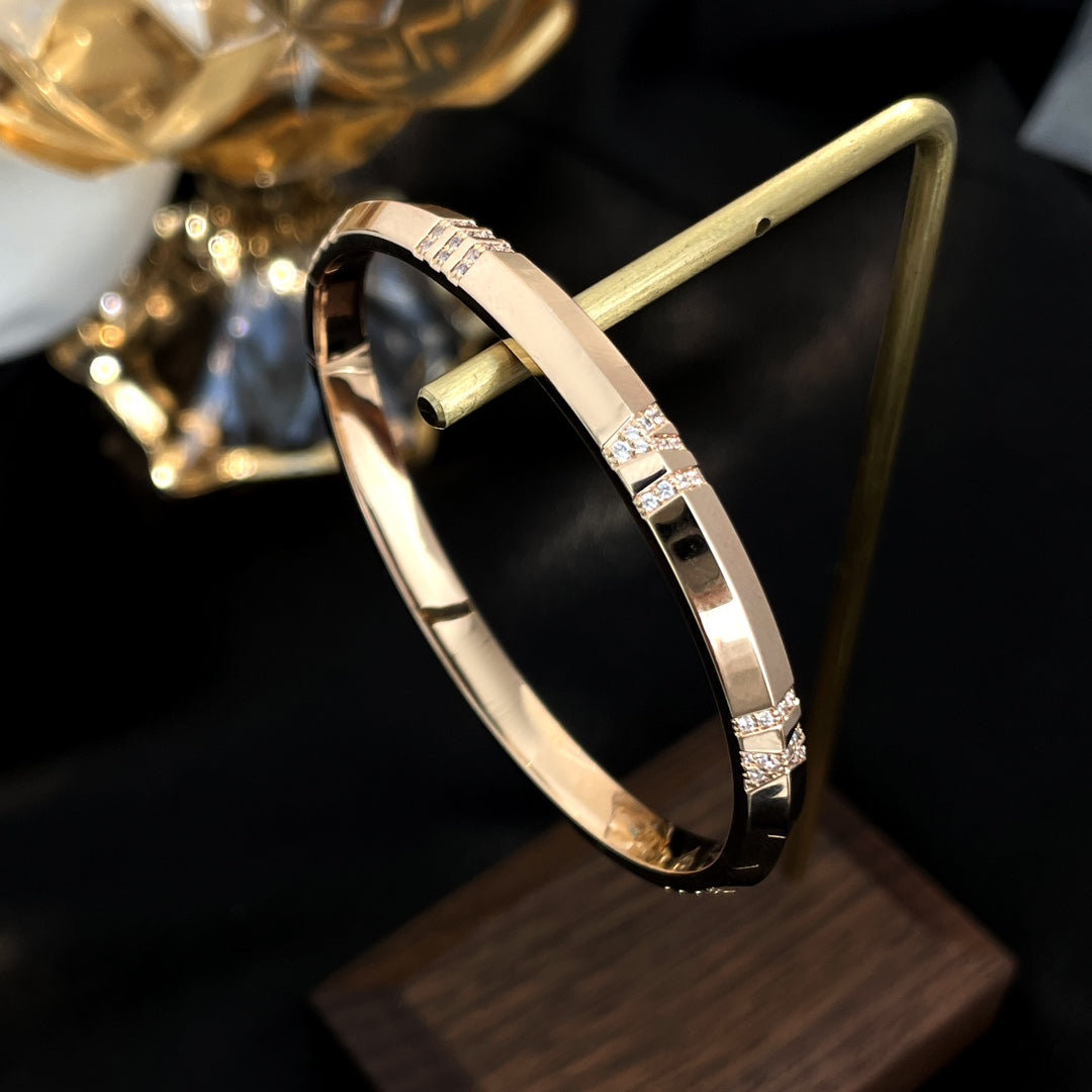 TIFFANY ATLAS BRACELET 6MM DIAMOND PINK GOLD