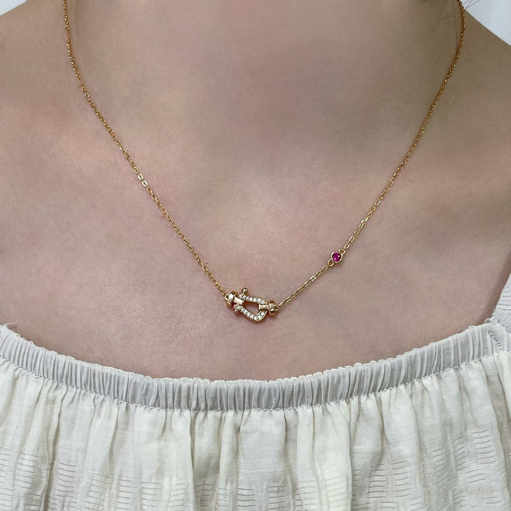 FRED FORCE 10 DIAMOND PINK GOLD NECKLACE
