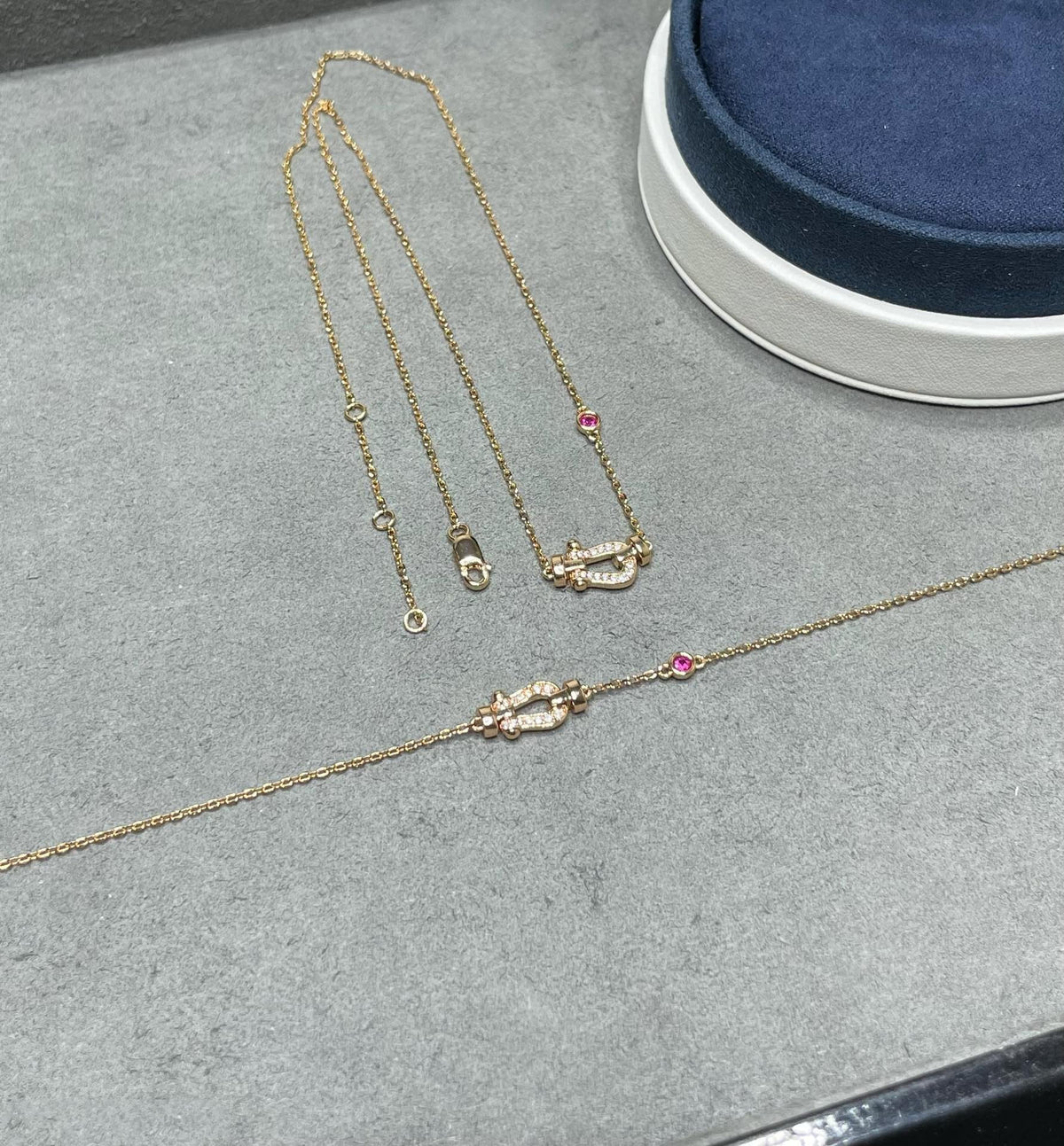 FRED FORCE 10 DIAMOND PINK GOLD NECKLACE