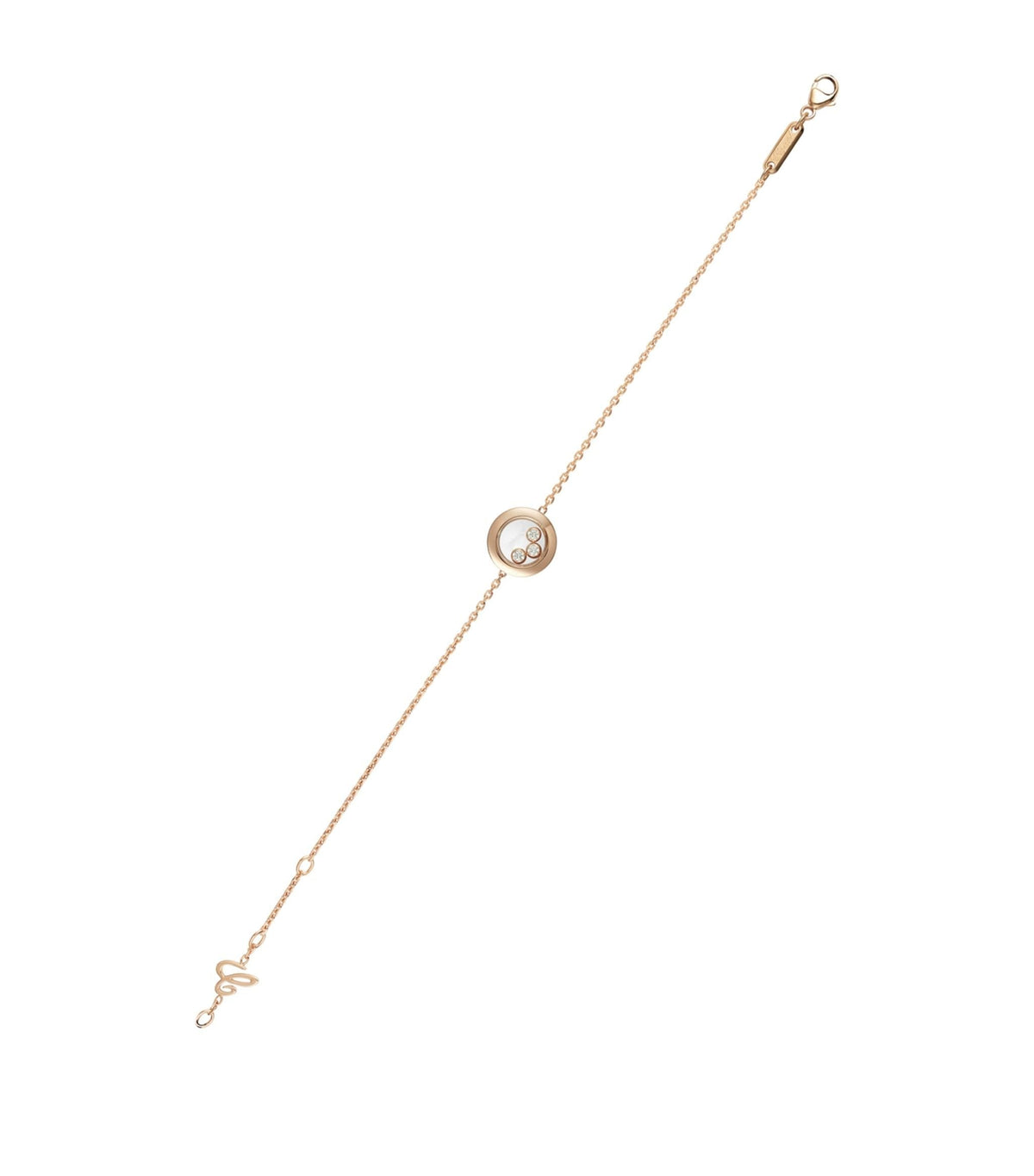 CHOPARD HAPPY HEART BRACELET PINK GOLD 3 DIAMOND