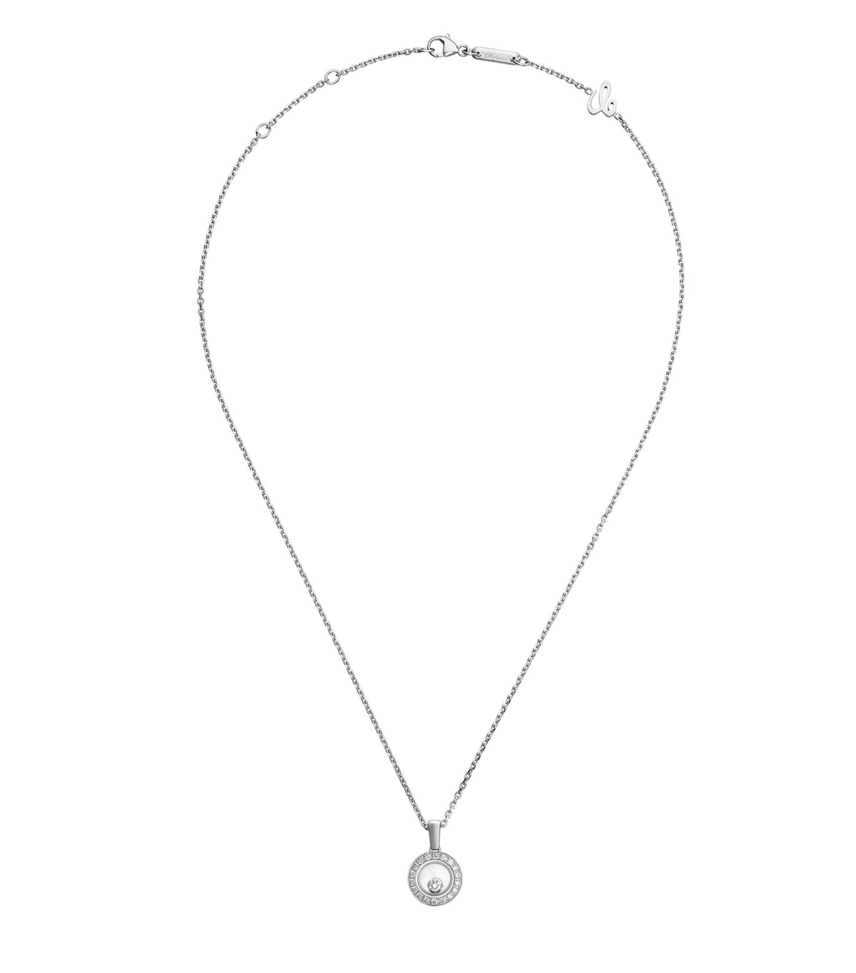 CHOPARD HAPPY PEDANT SILVER DIAMOND NECKLACE