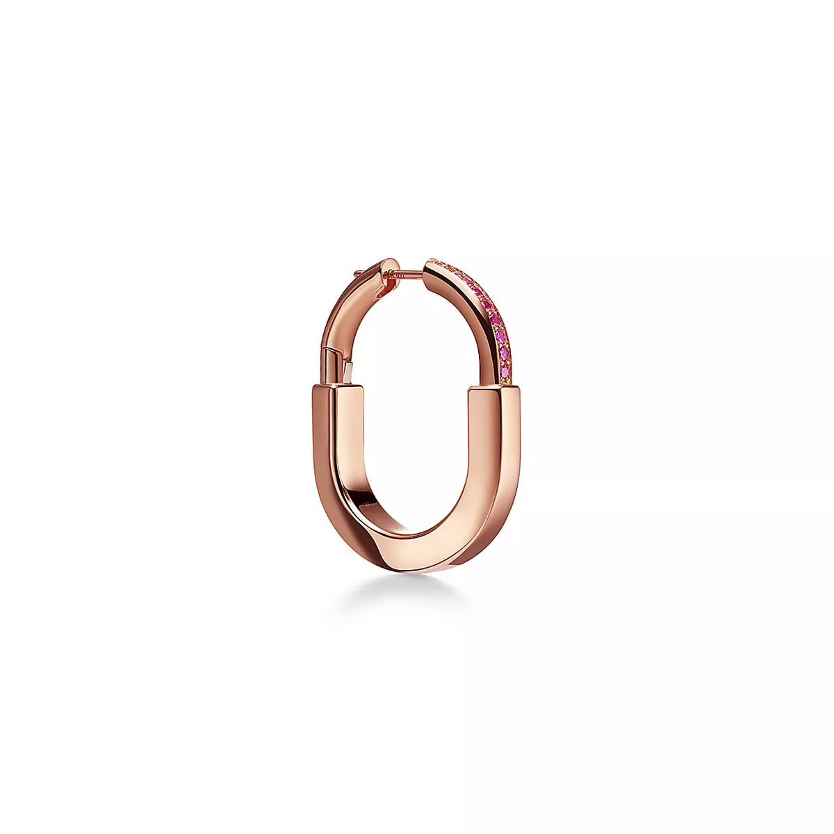 TIFFANY LOCK MEDIUM PINK DIAMOND PINK GOLD EARRINGS