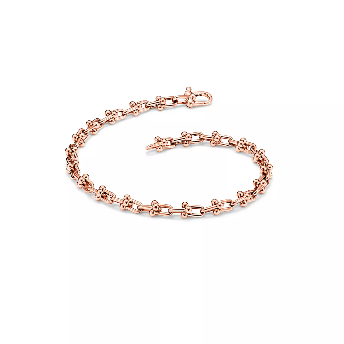 TIFFANY HARDWEAR MICRO LINK 44 MOTIF PINK GOLD BRACELET