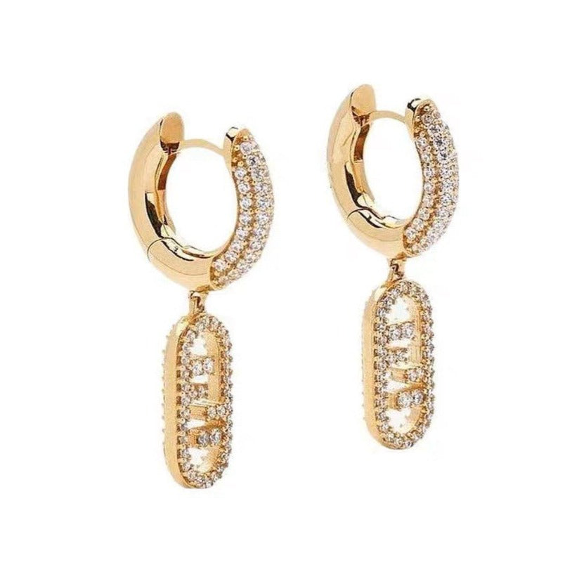 FENDI FF O'LOCK EARRINGS GOLD DIAMOND