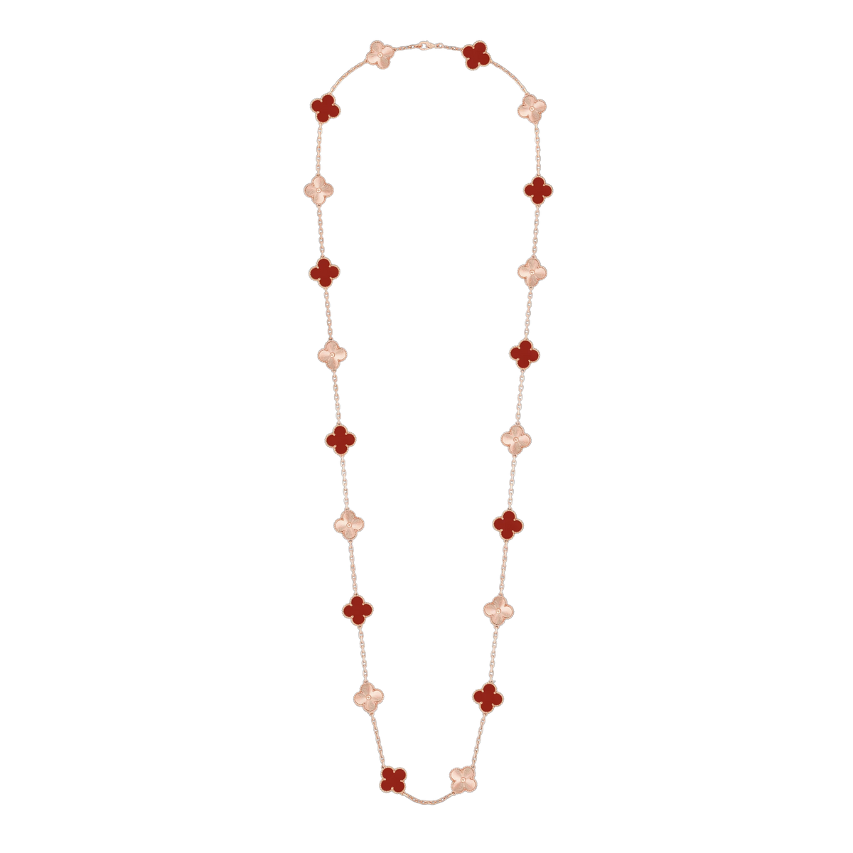 Van Cleef & Arpels CLOVER 20 MOTIF CARNELIAN 86CM NECKLACE